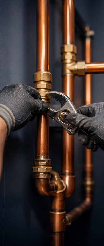 Close-up plumbing repair work